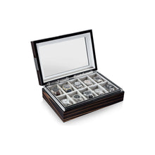 Heisse & Söhne Watch Box Wood Executive 10 Watches Macassar & Gray Box