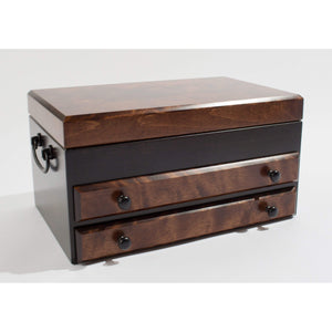 American Chest Flaming AMISH Birch, Two-Drawer Jewelry Chest - Watch Winder Pros