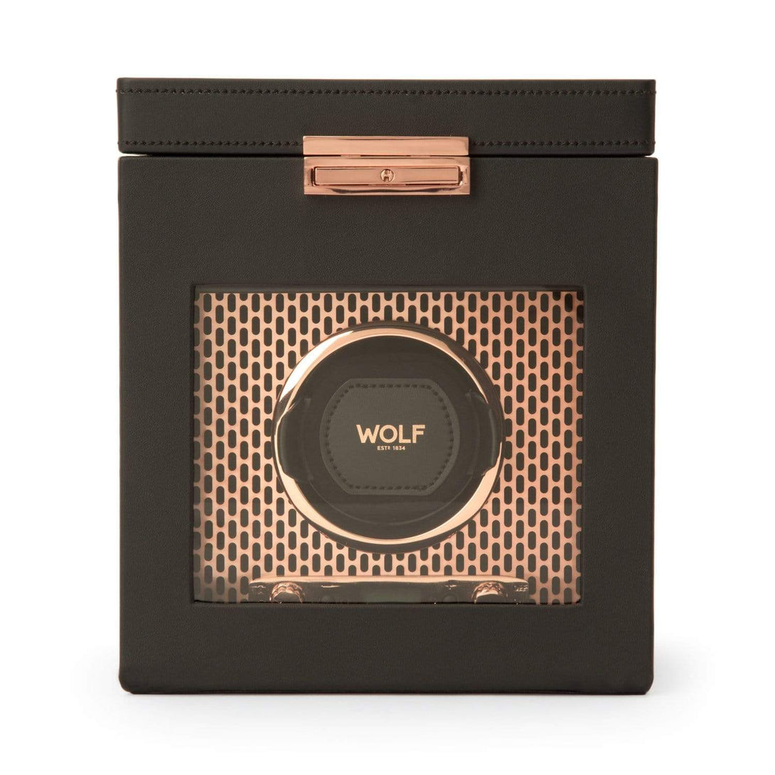 WOLF Axis Single Winder with Storage - Copper - Watch Winder Pros