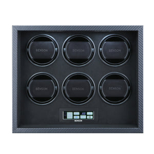 Benson 6 Piece Watch Winder Carbon Fiber Leather Black Series 6.22.CF