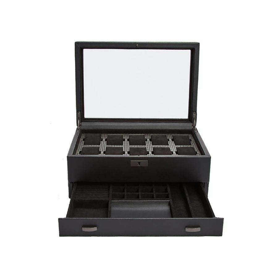 WOLF Axis 10 Piece Watch Box with Drawer Powder Coat Watch Winder Pros