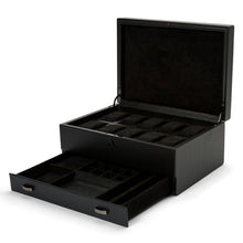WOLF Watch Box 500 - 1000 WOLF British Racing 10 Piece Watch Box with Storage | Black