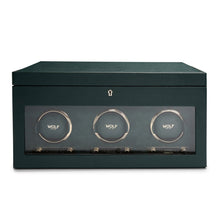WOLF Watch Winder 1000-5000 WOLF British Racing Triple Watch Winder with Storage | Green