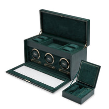WOLF Watch Winder 1000-5000 WOLF British Racing Triple Watch Winder with Storage | Green
