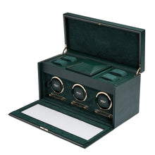 WOLF Watch Winder 1000-5000 WOLF British Racing Triple Watch Winder with Storage | Green