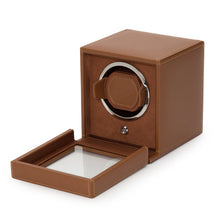 WOLF Watch Winder 200-500 WOLF Cub Single Watch Winder with Cover | Cognac