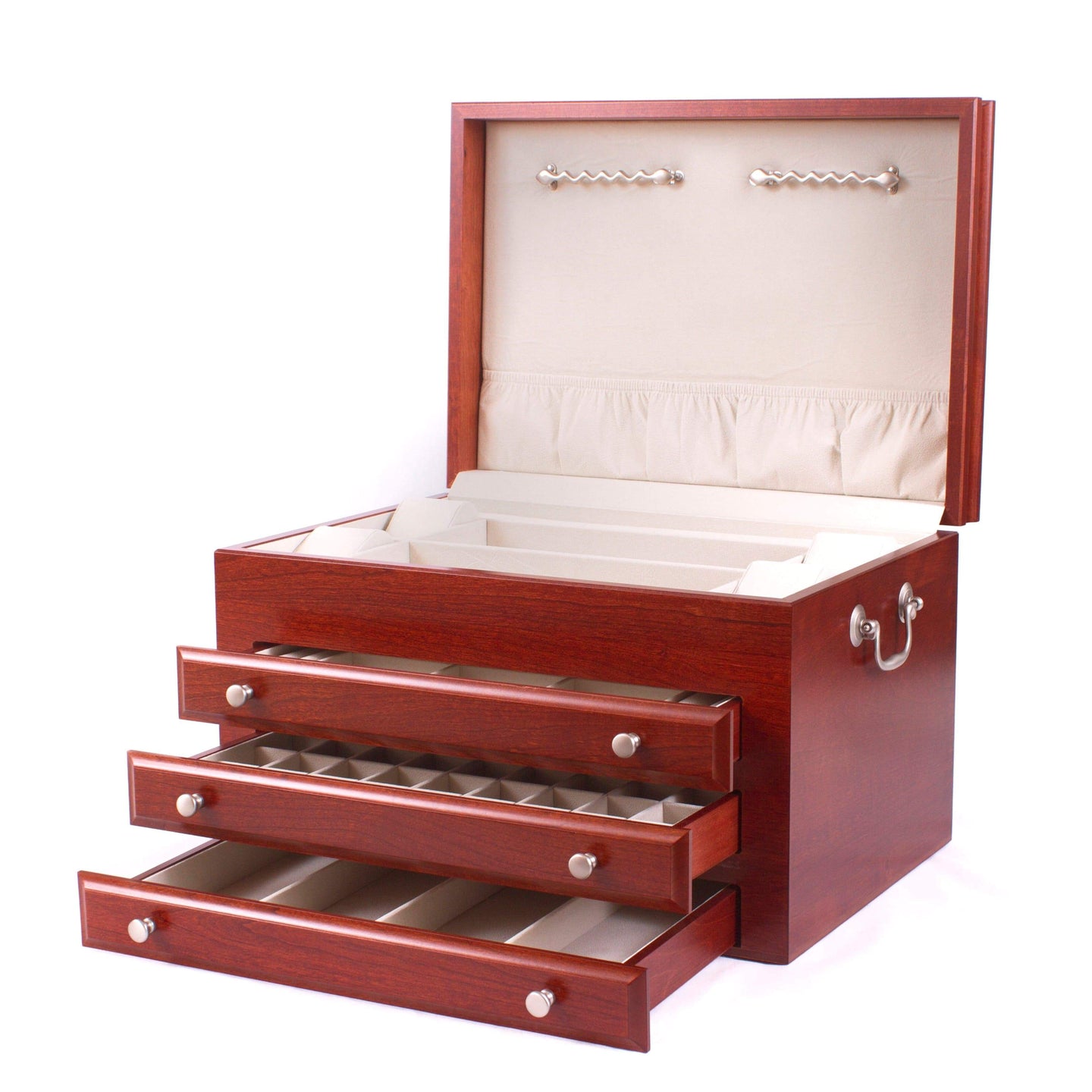 American Chest - Majestic Jewelry Chest, Solid American Cherry Hardwood - Watch Winder Pros