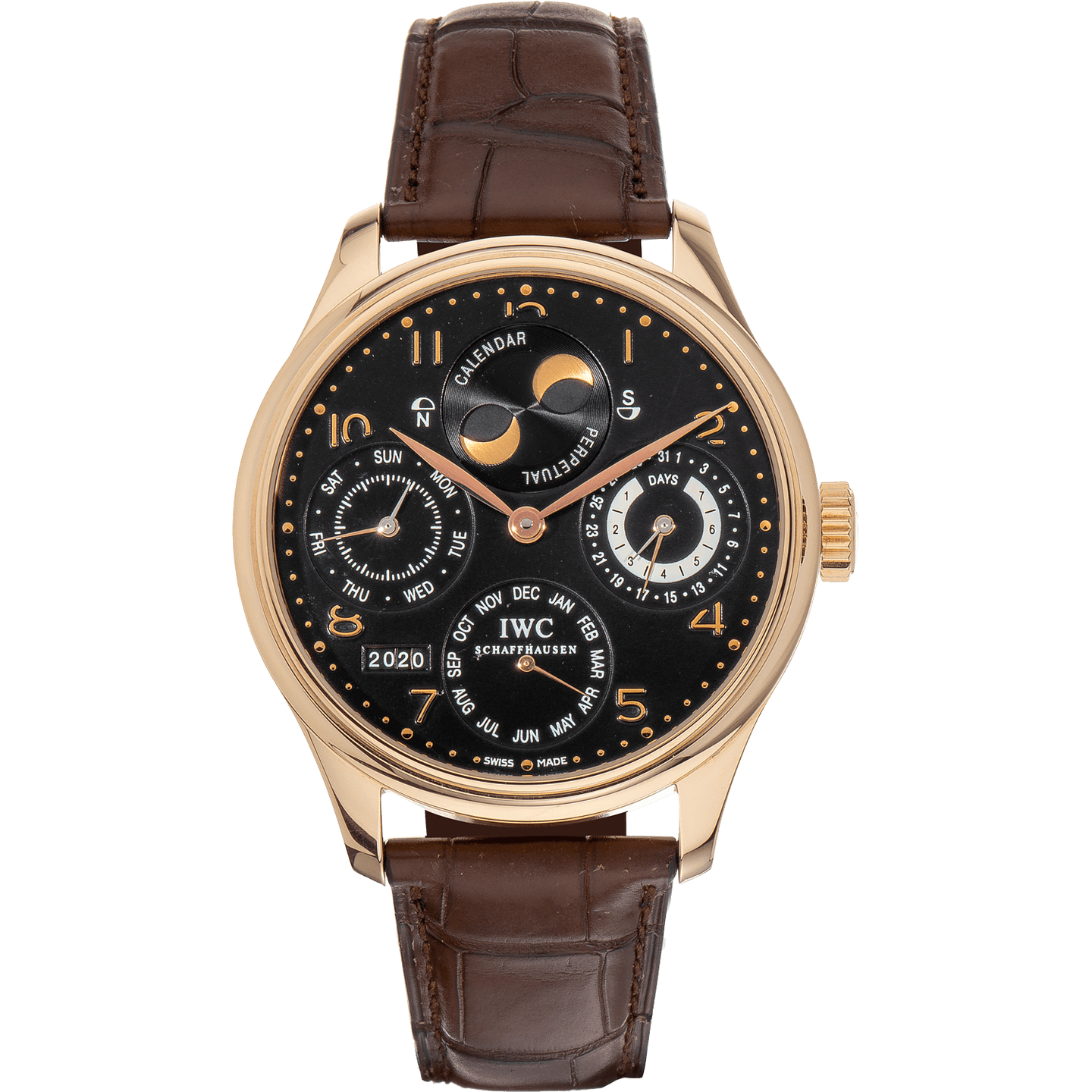IWC Watches IWC Portuguese Perpetual Calendar Hemisphere Moon Phase 44mm Rose Gold Black Dial  IW502103