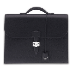 Rapport Berkeley Grain Leather Briefcase - Black - Watch Winder Pros