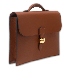 Rapport Berkeley Grain Leather Briefcase - Brown - Watch Winder Pros