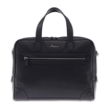 Rapport Berkeley Top-Zip Grain Leather Briefcase - Black - Watch Winder Pros