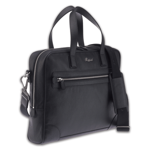 Rapport Berkeley Top-Zip Grain Leather Briefcase - Black - Watch Winder Pros