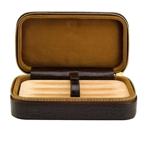 Rapport Brompton Cigar Case for Three Cigars - Brown Leather - Watch Winder Pros