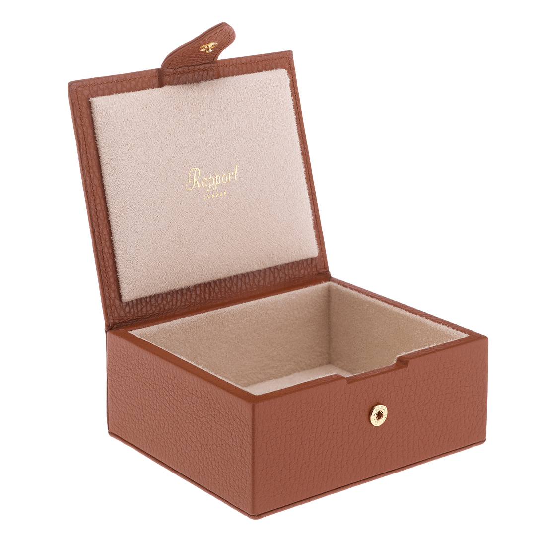 Rapport Berkeley Single Cufflink Box - Brown - Watch Winder Pros