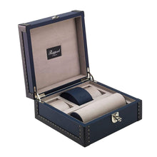 Rapport Kensington Leather 6 Watch Box - Blue - Watch Winder Pros