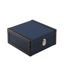 Rapport Kensington Leather 6 Watch Box - Blue - Watch Winder Pros