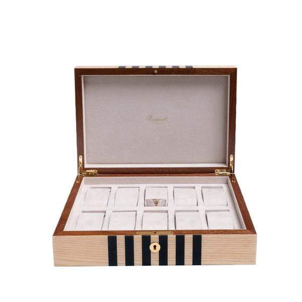 Rapport Labrynth 10 Watch Collector Case - Natural Wood - Watch Winder Pros