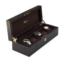 Rapport Portman 5 Watch Collector Case - Brown Leather Crocodile Pattern - Watch Winder Pros