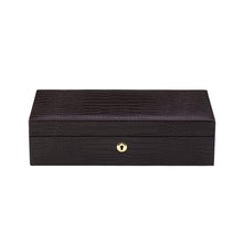 Rapport Portman 5 Watch Collector Case - Brown Leather Crocodile Pattern - Watch Winder Pros