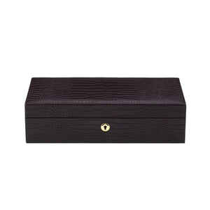 Rapport Portman 5 Watch Collector Case - Brown Leather Crocodile Pattern - Watch Winder Pros