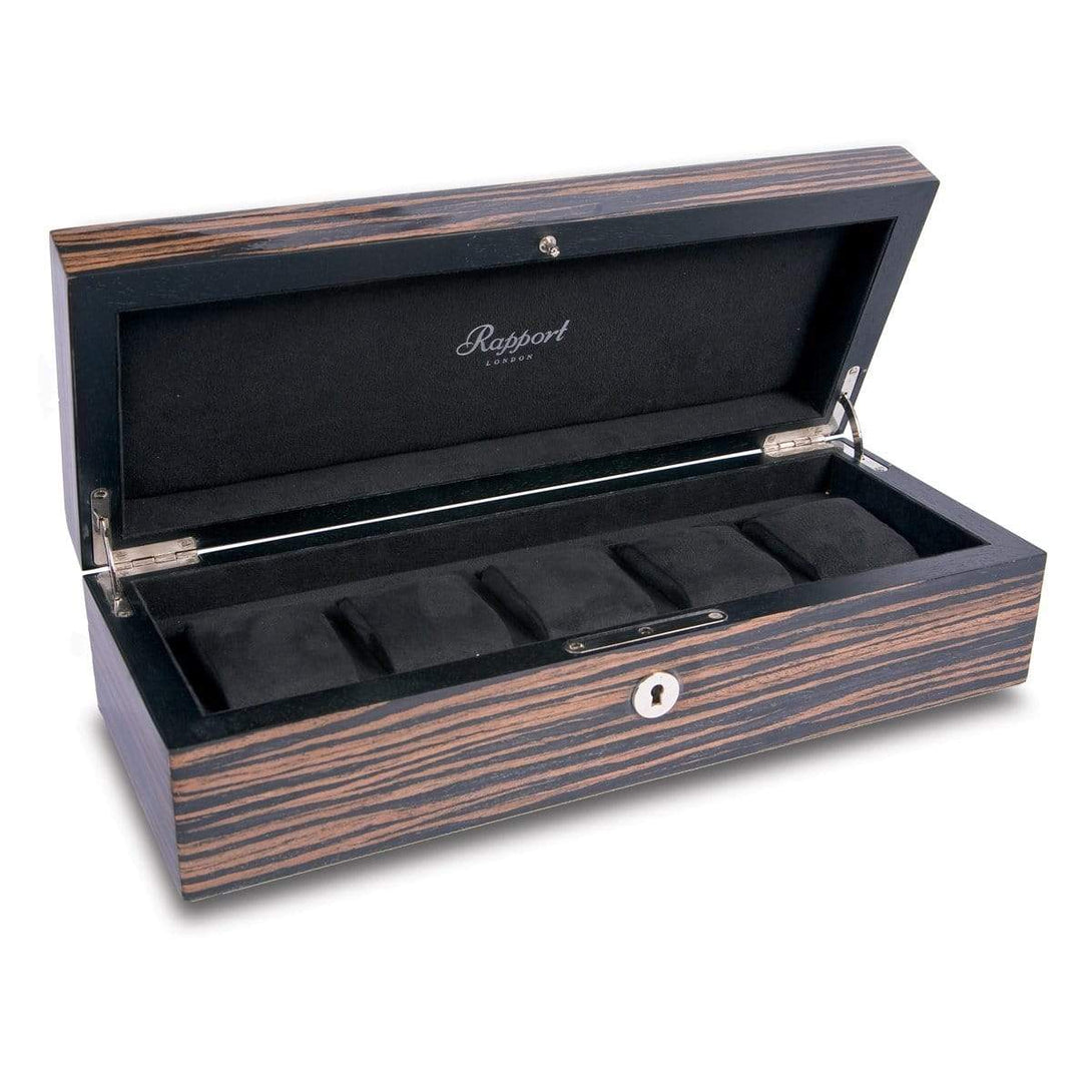 Rapport Portman 5 Watch Collector Case - Macassar Wood - Watch Winder Pros
