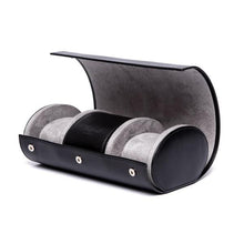 Rapport London Watch Travel Case 350-500 Rapport Hyde Park Double Watch Roll - Black Leather