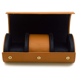 Rapport Hyde Park Double Watch Roll - Tan Leather - Watch Winder Pros