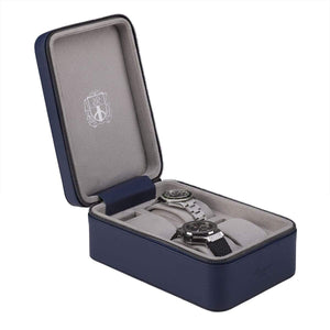 Rapport Hyde Park 4 Watch Zip Case - Navy Blue Leather - Watch Winder Pros