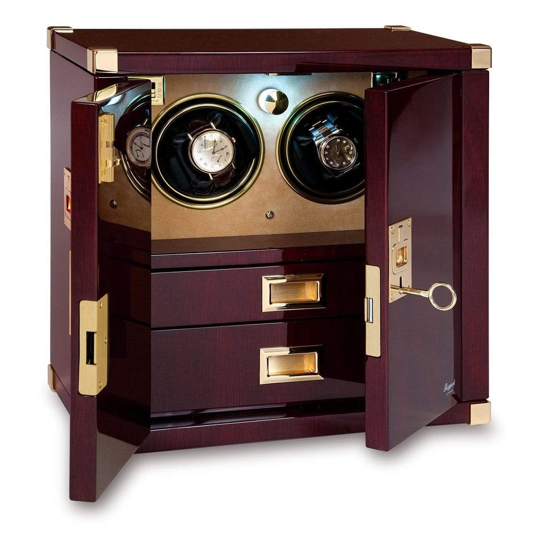 Rapport Mariner's Chest Double Watch Winder with Storage - Mahogany with Brass - Watch Winder Pros