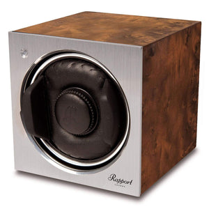 Rapport Tetra Single Watch Winder - Aged Walnut - Watch Winder Pros