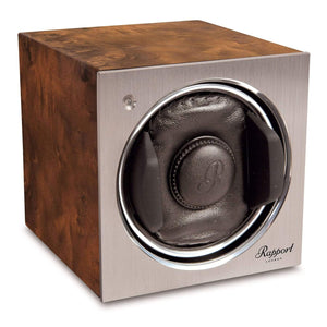 Rapport Tetra Single Watch Winder - Aged Walnut - Watch Winder Pros
