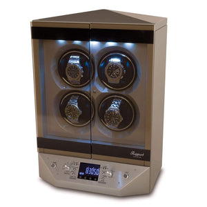 Rapport Templar Quad Watch Winder - Lacquered Silver - Watch Winder Pros