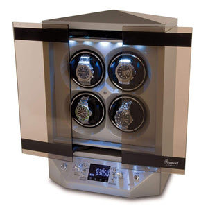 Rapport Templar Quad Watch Winder - Lacquered Silver - Watch Winder Pros