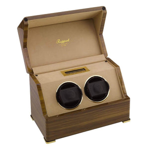 Rapport Perpetua III Walnut Double Watch Winder - Watch Winder Pros