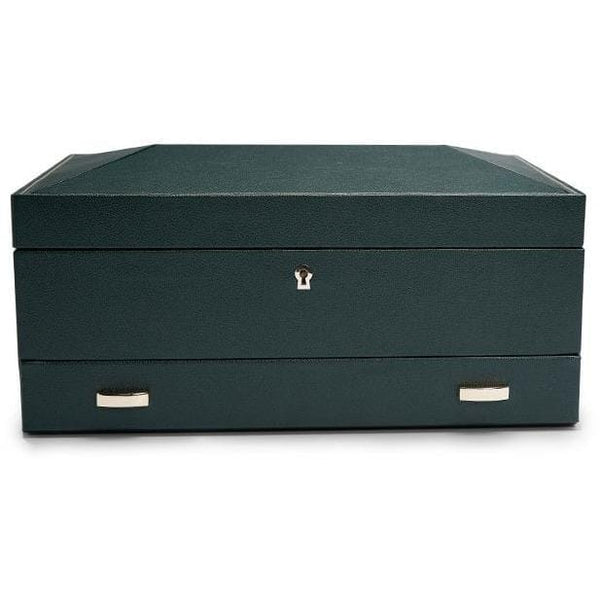 WOLF Watch Box 200-500 WOLF British Racing Green 10 Piece Watch Box with Storage