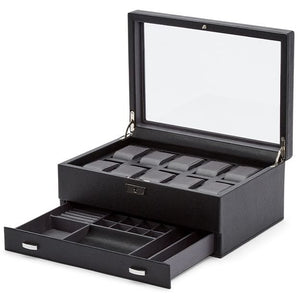 WOLF Viceroy 10 Piece Watch Box with Drawer - Watch Winder Pros