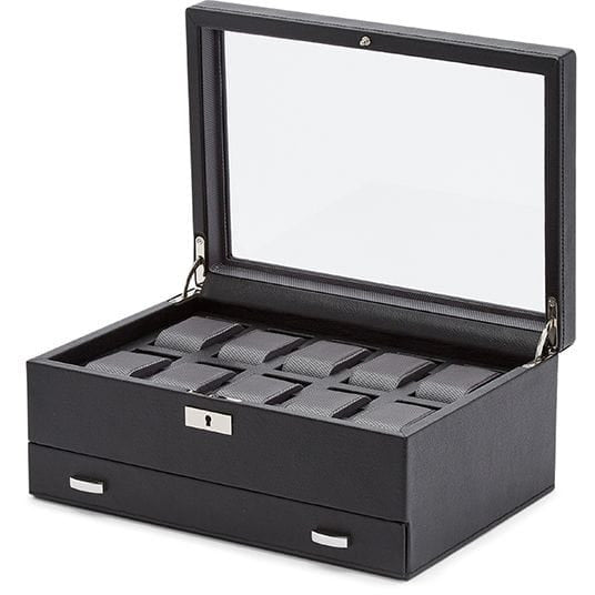 WOLF Viceroy 10 Piece Watch Box with Drawer - Watch Winder Pros