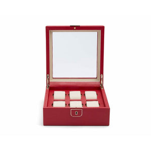 WOLF Watch Box 250-500 PALERMO 6PC WATCH BOX - Red