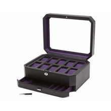 WOLF Watch Box 250-500 WINDSOR 10PC WATCH BOX WITH DRAWER - Black / Purple