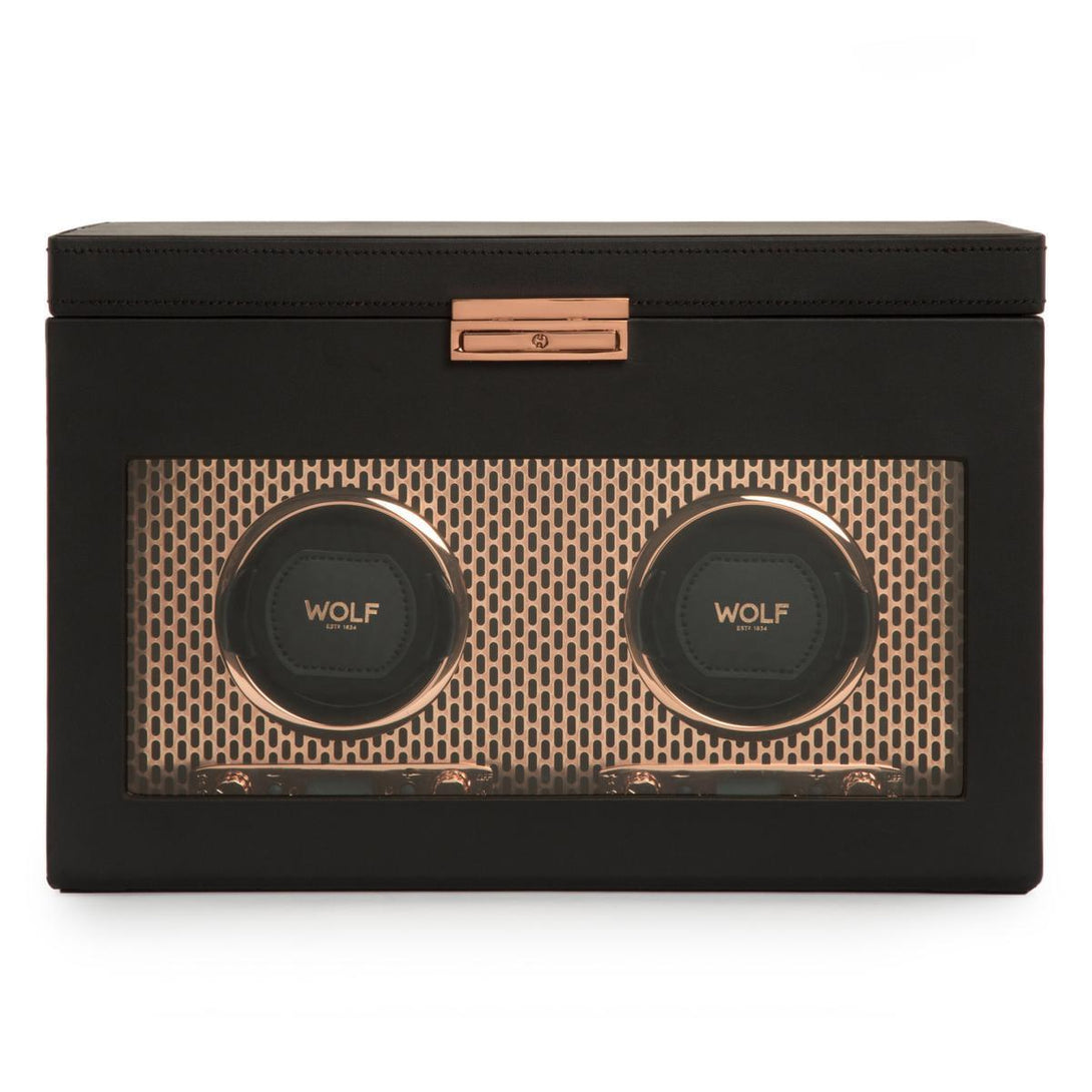 WOLF Axis Double Winder with Storage - Copper - Watch Winder Pros