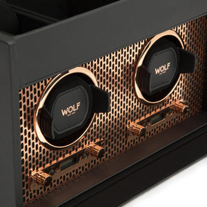 WOLF Axis Double Winder with Storage - Copper - Watch Winder Pros